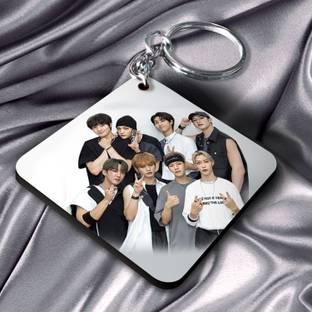 Niki Enterprises Stray Kids Group Photo Keychain ( With 8 stickers ) Key Chain