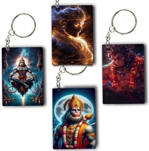 ASvik Creation Hanuman KC-14 Premium Printed Keychain (Pack of 4) For Bike, Scooty, Car, Bag Key Chain