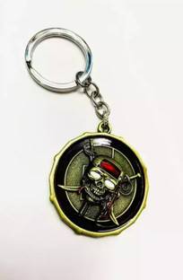 Jainsburys Pirates Of The Caribbean Skull Metal Rotating Keychain Key Chain