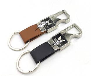 Jdp Novelty 2 pcs Set of Leather Metal Opner Keychain for Mahindra Car New Logo Key Chain