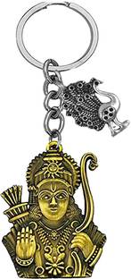 AFH Lord Dhanurdhari Ram Lucky Peacock Charm Religious Bronze Keychain Key Chain