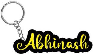 SY Gifts Abhinash Name Black Yellow Name Keychain Key Chain