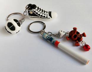 Meeko.com Cigarettes Skull head and Football Shoe multicolor Key Chain