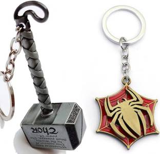 Jainsburys Combo of Thor hammer & Spiderman Keychain & Best quality keychain Key Chain