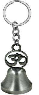 AFH Feng Shui Pagoda Silver Om Temple Bell Keychain for Gifting, Good Luck Key Chain