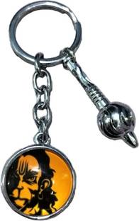 MAG BEE Angry Hanumanji glass frame with gada |Jai Bajrangbali Key Chain