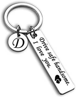 Shiv Jagdamba Drive Safe Keychain 26 Letters Charm Gift for Boyfriend Couple (D)ShivKy14 Key Chain