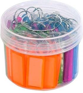 Bright Office Multicolor Keyring & Keychain with Name Tag Labels (Pack of 50) Key Chain