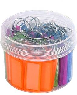 greencom Pk Of 50 Multicolor Keyring & Keychain with Name Tag Labels Made in India Key Chain