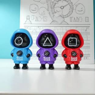 HappierYou Pack of 1, Random colour Face Changing Squid Game Keychain Key Chain
