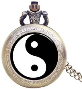 Jainsburys Yin Yang Pocket Watch Gandhi Vintage Style keychain Key Chain