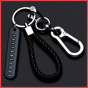 WROPZO Anti-Lost Car Keychains with Phone Number Tag Metal Keychain Double Pendant Key Chain