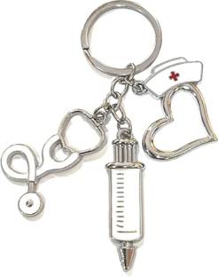 Virom Doctor Keychain Medical Tool Injection Syringe Stethoscope Heart Nurse Cap Key Chain