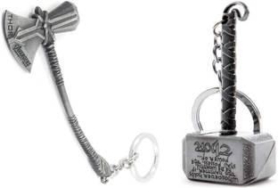 Mistazzo Silver Thor Axe-Hammer & Mjolnir- Hammer Stormbreaker Key Case (Set Of 2) Key Chain