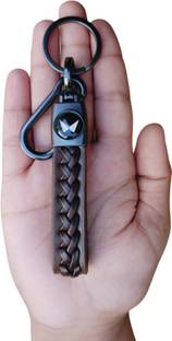 JNV Brown Leather Keychain Compatible With Scorpio | Bolera | XUV 700 Car Key Chain