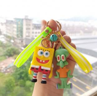 Mubco SpongeBob SquarePants & Squidward 3D Keychain Strap Charm & Hook Cartoon Model 2 Key Chain