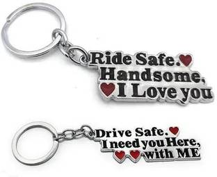 Virom Drive Safe and Ride Safe Metal Keychain For Bike,Car,Home,Office Keys(Pack of 2) Key Chain