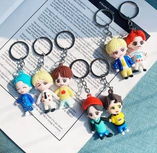 Jdp Novelty Silicone b - t - s Korean Band Miniature Rubber Keychain (7 pcs Set). Key Chain