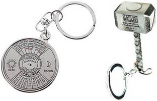 Madhuraj Combo of 50 Year Calendar and Silver Marvel Hammer Metal Key Chain