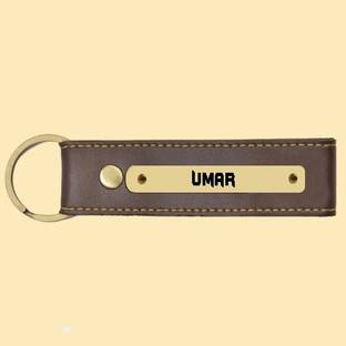 SY Gifts Umar Name Brown Artificial Leather Keychain Key Chain
