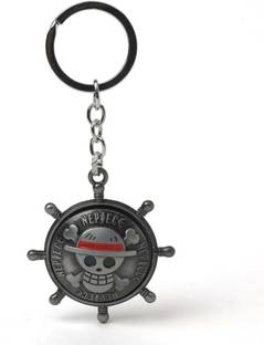 Deethyas Fashion One Piece Luffy Logo Jolly Roger Beautiful Rotating Metal Keychain Key Chain