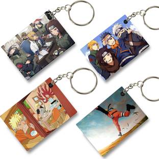 Replix Premium (Pack of 4) Naruto-11 Anime Printed Keychain For Bike, Scooty, Car Key Chain