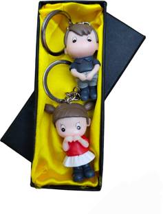 JNDecor Beautiful Couple Unique Design Ceramic Toy keychain for Couples (Multicolour) Key Chain