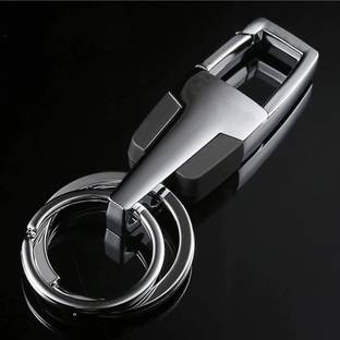 Jdp Novelty Stylish Hook Locking Silver Metal Carabiner Double Ring Hook Metal Key Chain Key Chain