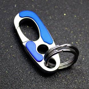 CONTACTS Personalized Waistband Double Ring Design Blue Key Chain