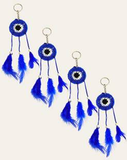 AMANVANI Blue Beads Evil Eye Keychain, Keychains for Girls Evil Eye Hanging Key Chain