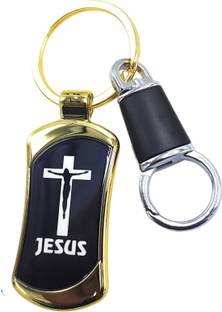 Jdp Novelty Premium Metal Jesus Christ Cross Sign Metalic Keyring Key Chain