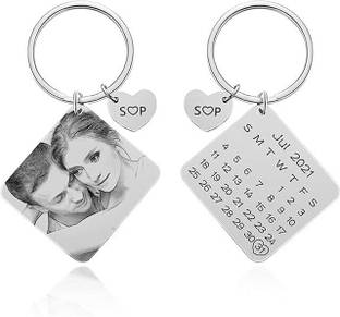 MOHIT CRAFT Customized Name, Photo Engraving Keychain, Date Engraved Calendar Keychain Key Chain