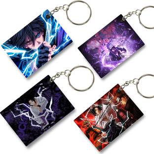 Replix Premium (Pack of 4) Naruto Sasuke Uchiha Anime Printed Keychain For Bike, Car Key Chain