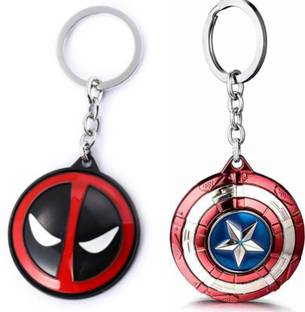 Jainsburys Combo of Captain America Spining & Deadpool Rotating keychain Key Chain