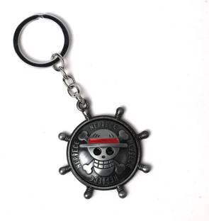 Seven Square One Piece Ship Steering Wheel Pirate Skull Spinning Car Bike And Home Key Chain