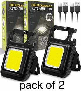 VIOVI Pack of 02, Multifunction COB Rechargeable Keychain LED Light with 4 Light Modes Key Chain