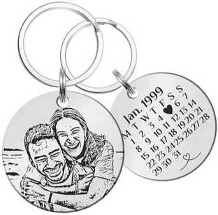 MOHIT CRAFT Personalized Calendar Photo Keychain Custom Engraved keyring for Men Women Key Chain