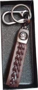 YAMAHA logo keychains brown Leather hook Key Chain