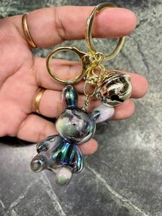 KYOP Cute 3D Teddy Bear Keychain With Bell(Black) Key Chain