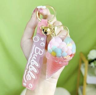 Sbb Novelty Quick Snad Floating Icecream Shape Acrylic Fancy Keychain for Girls. Fancy Charm Key Chain