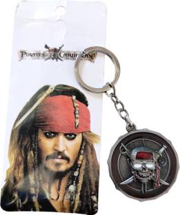 Deethyas Fashion Pirates Of Caribbean Movie Jack Sparrow Skull Shape Spinning 360 Degree Metal Key Chain