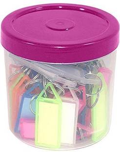 SHUANG YOU Plastic Multicolor Assorted Keychain with Two Side Id Label and Split Ring for Office, Home Key, Hotel, Drawers Keyring (Pack Of 200) Key Chain