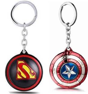 Jainsburys Combo of Superman Rotating keychain & Captain America Spinning Rotating keychain Key Chain