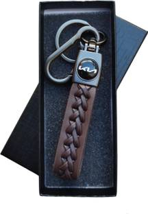 JNV Kia Brown Leather Keychains And Keyrings Compatible With Car Bike Key Chain