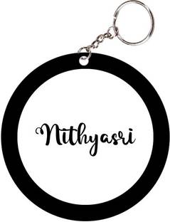 SY Gifts Nithyasri Name Black Keychain Key Chain