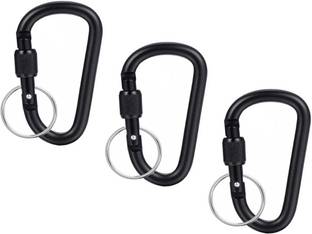 StealODeal Black Carabiner Aluminum with Keyring (Pack of 3) Key Chain
