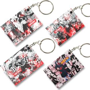 Replix Premium (Pack of 4) Naruto-7 Anime Printed Keychain For Bike, Scooty, Car Key Chain
