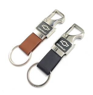Jdp Novelty 2 pcs Set of Leather Metal Opner Keychain for Chevrolet Car Key Chain