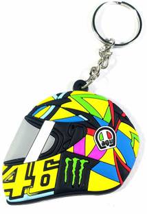 Mj Ragav Helmet Shape VR 46 Rubber Keychain Key Chain