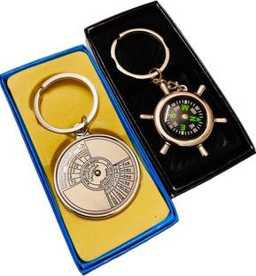 GKM 50 Year Calendar & Direction Indicator Compass premium metal keychain Key Chain